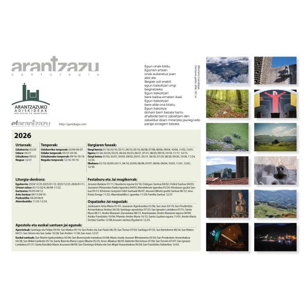 2026ko Arantzazuko horma-egutegia - Imagen 4